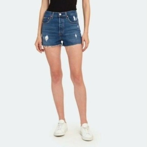 Levi's Cutoff Straight Fit Shorts Size 31 Premium Ribcage Ultra-High Rise - Picture 3 of 12